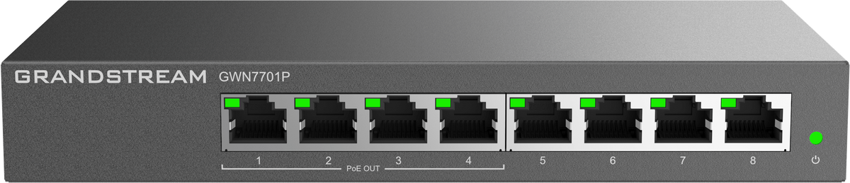 Grandstream Enterprise 8 port Unmanaged GbE PoE Switch 60W | GWN7701P