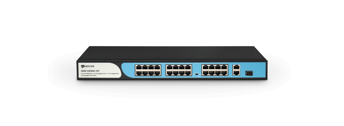 BDCOM 24-Port 100M PoE Switch (24-Port 100M PoE + 2 GE + 1 SFP) 280W PoE Budget
