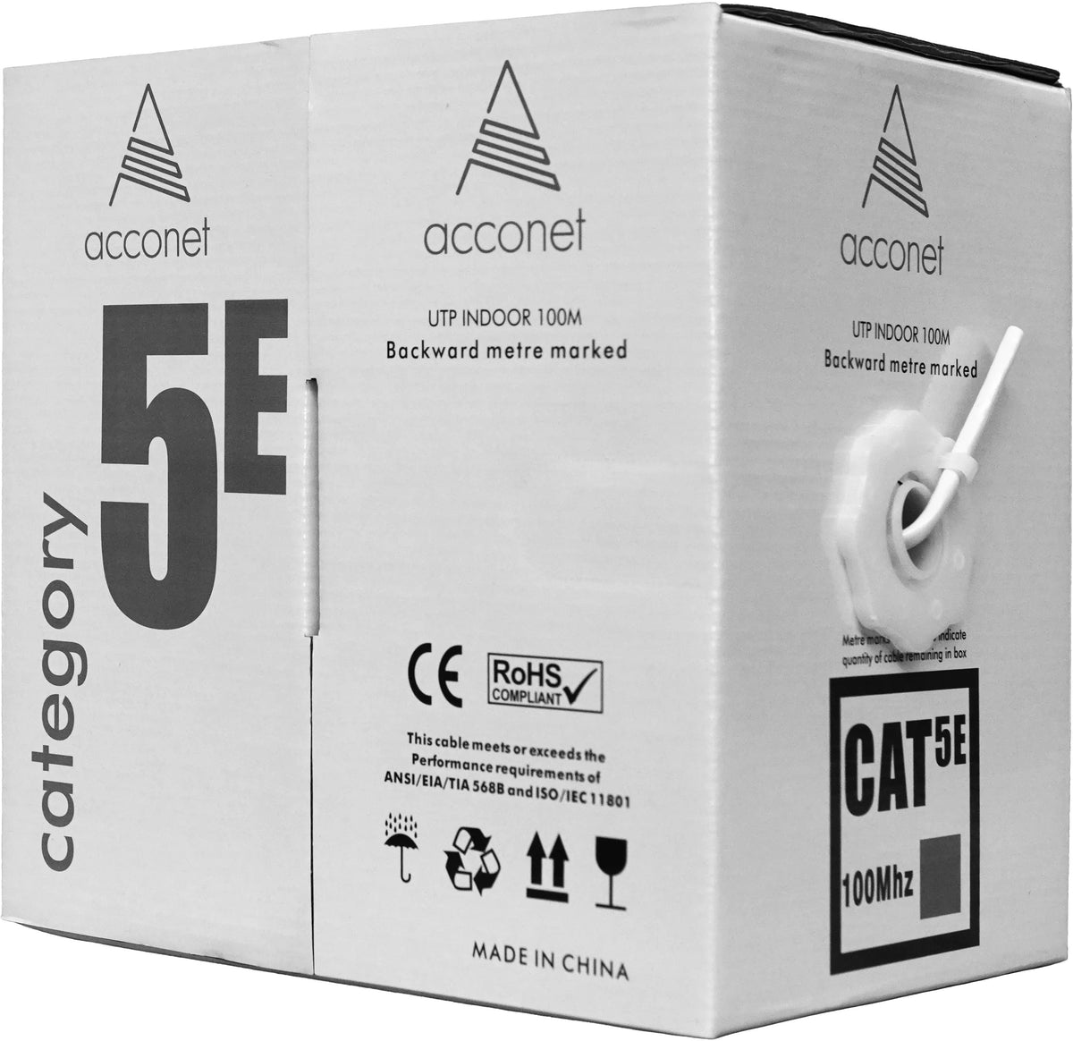 Acconet CAT5e Indoor Ethernet Cable 100m White CCA UTP Pull Box | CAT5-100