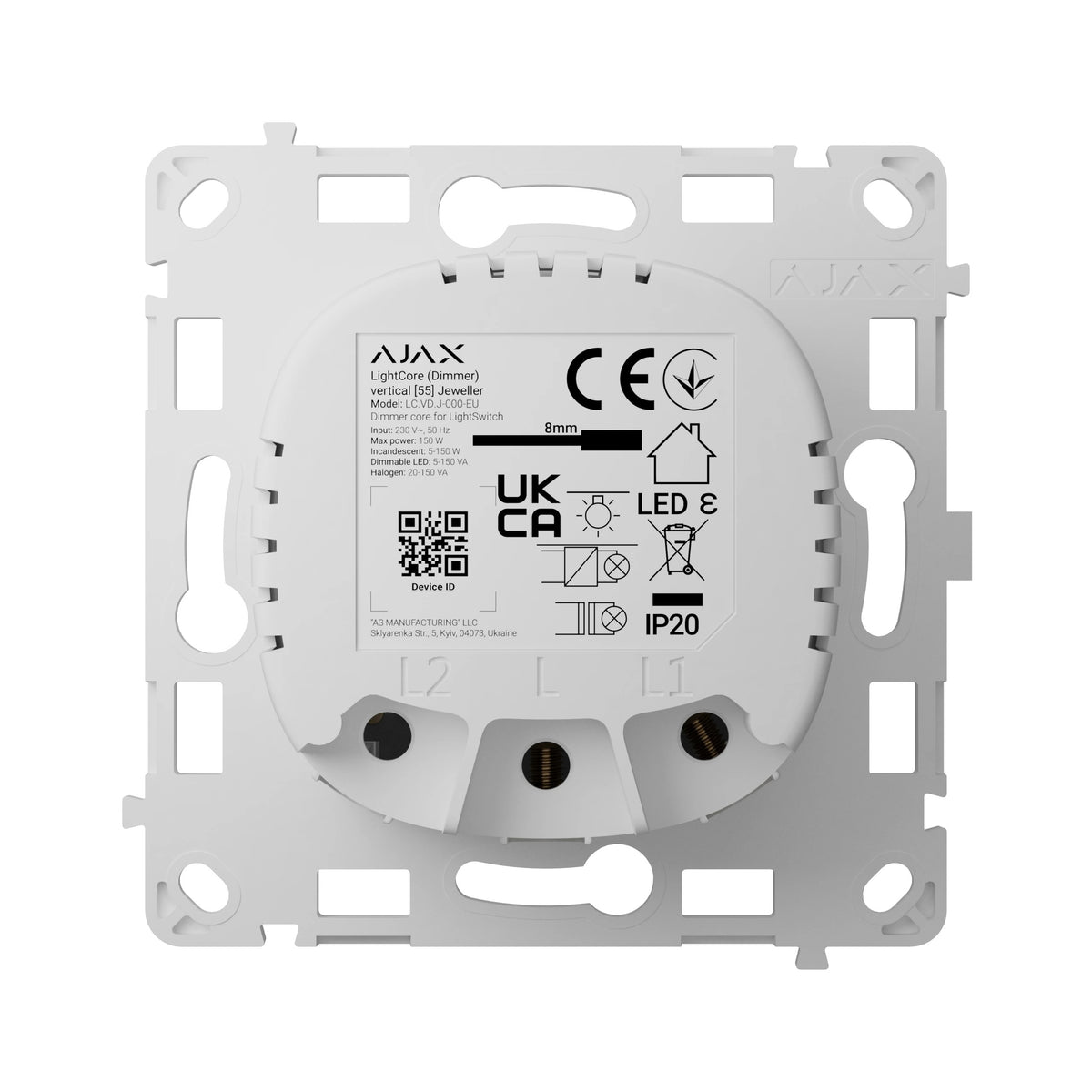 AJAX Security - LightCore (Dimmer) Smart Switch, SoloButton not included | AJAX-LC-DIM