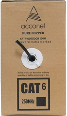 Acconet CAT6 UV Outdoor Ethernet Cable 100m Black Solid Core SF/TP Pull Box | CAT6U-100-SC