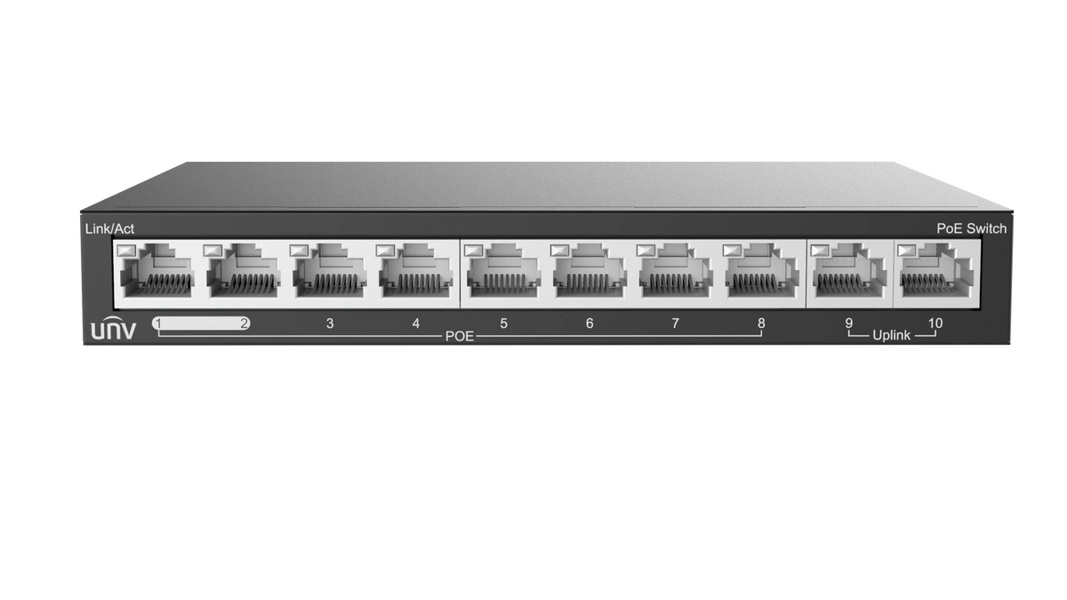 Uniview UNV 8-Port PoE Switch 120W with 2 Uplinks | NSW2020-10T-POE-IN