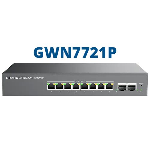 Grandstream Enterprise 8 port Lite Cloud Managed 2.5GbE PoE Switch | GWN7721P
