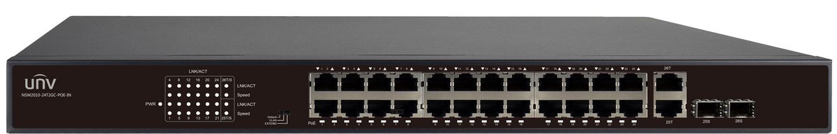 UNV - 24 Port 10/100 PoE Ethernet switch supports EXTEND Mode up to 250M