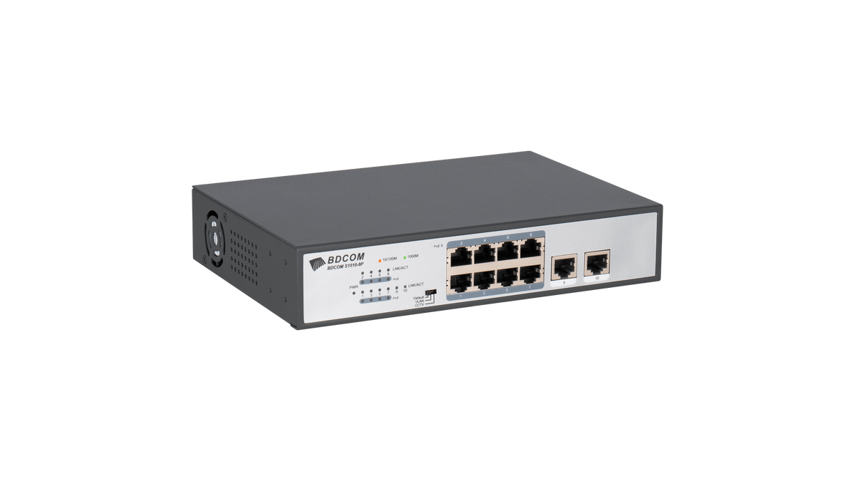 BDCOM Unmanaged 8-port Gigabit 120W POE switch, 8 POE ports, 2 GE TX ports