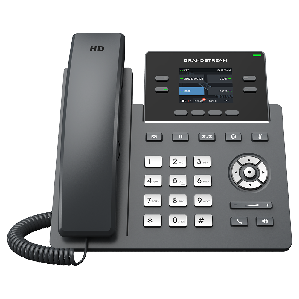 Grandstream 2-Line Carrier Desk Phone 2x Gigabit Ethernet ports, Supports POE