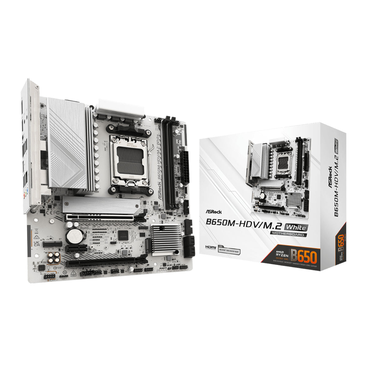 ASRock B650M-HDV/M.2 AM5 Micro-ATX Motherboard - White
