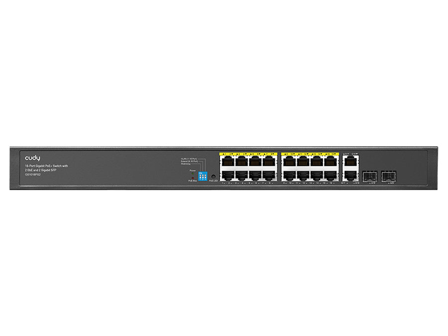 Cudy 16 Port Gigabit PoE 180W 2 Gigabit 2SFP Switch | GS1018PS2