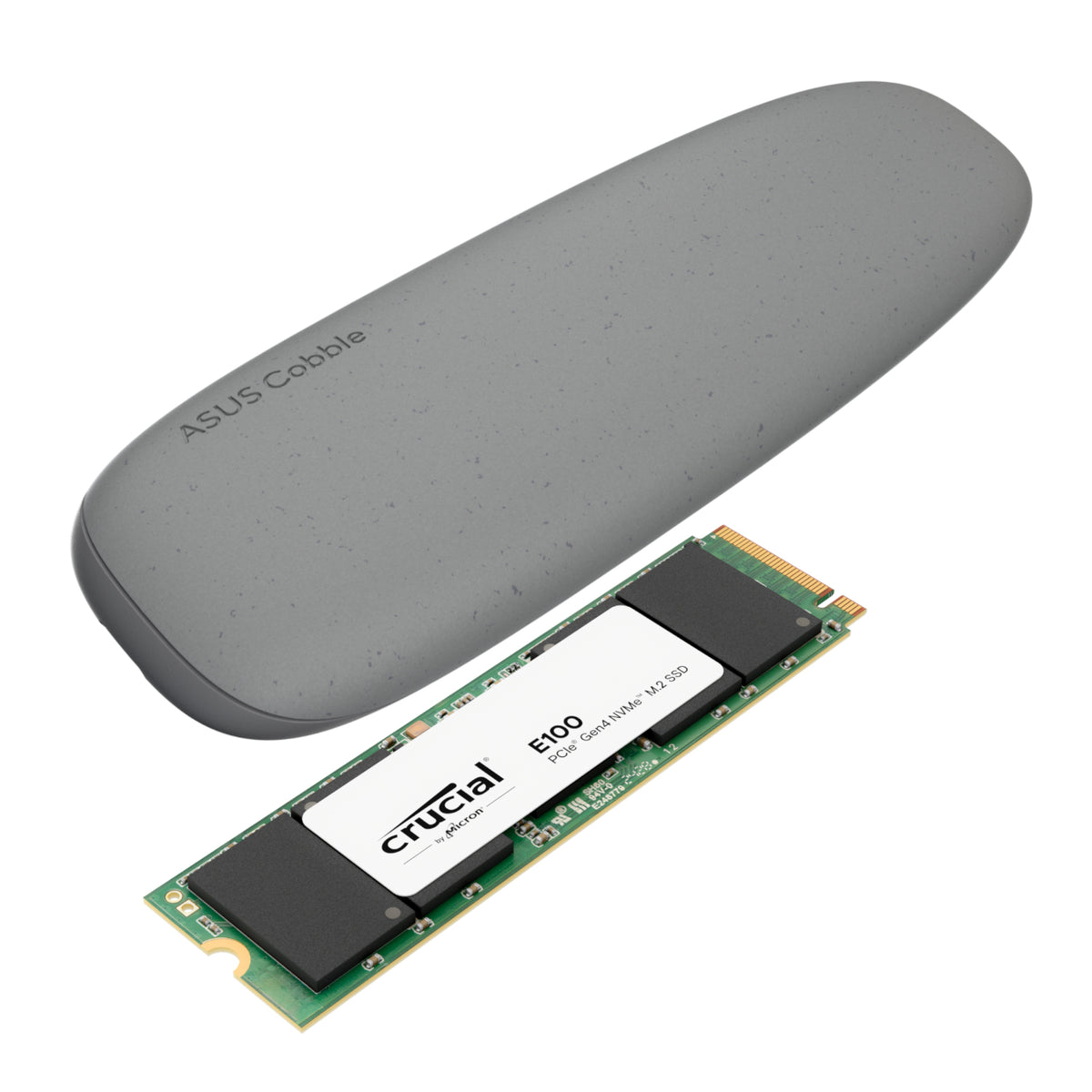 Asus Cobble M.2 SSD Type-C Enclosure and Crucial E100 480GB NVMe Bundle - Grey