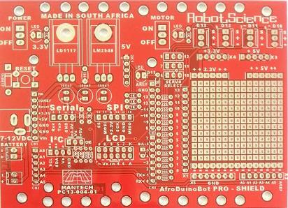 PCB AFRODUINOBOT2 PRO SHIELD FOR ARDUINO UNO. PC13-004-01 *A*