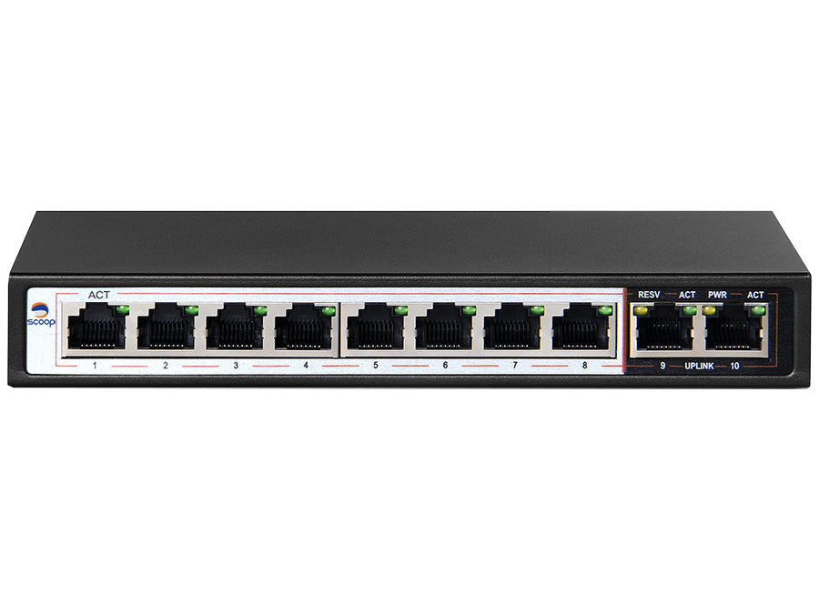 Scoop 10 Port Gigabit 8 PoE 96W Switch