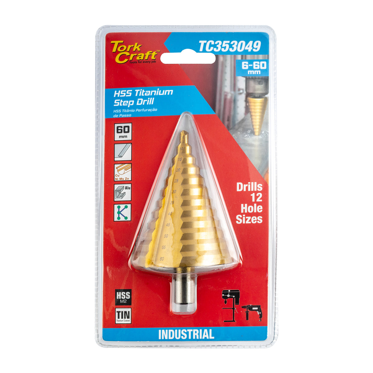 STEP DRILL HSS 6-60MM M2 CARDED