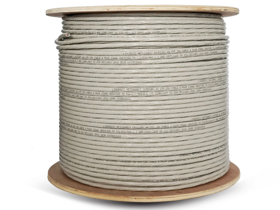 Linkbasic 305m Drum Cat6a Solid Grey UTP Cable